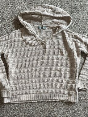 Marked reunited Women's Hooded Knit Sweater Pullover Cream size small cotton